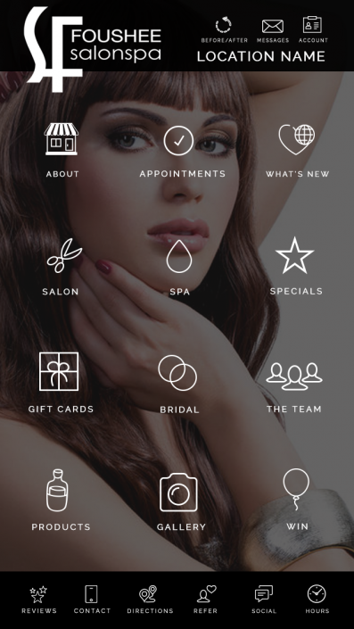 Foushee App Menu designed by BeauteeSmarts