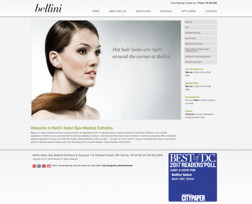 Bellini Salon Spa Website Designed by BeauteeSmarts